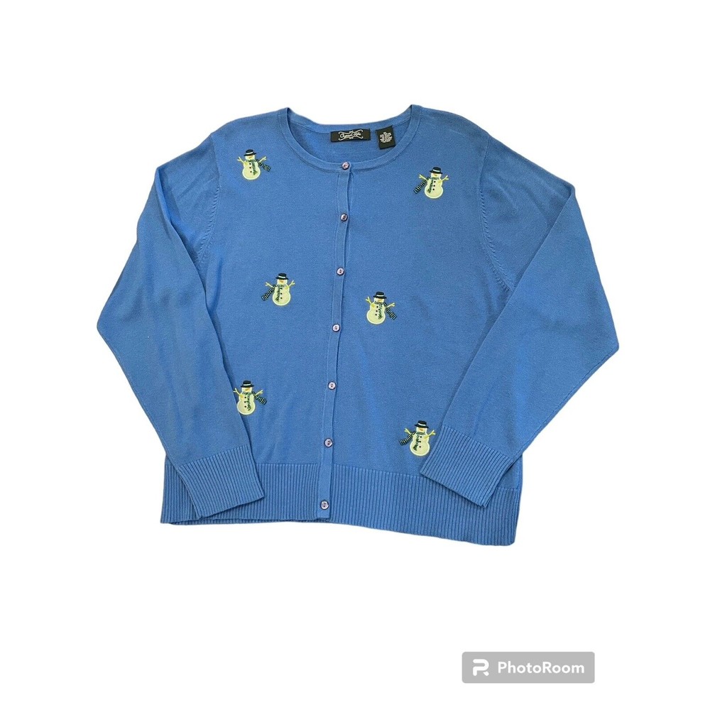 Beaded Snowman Cardigan XL